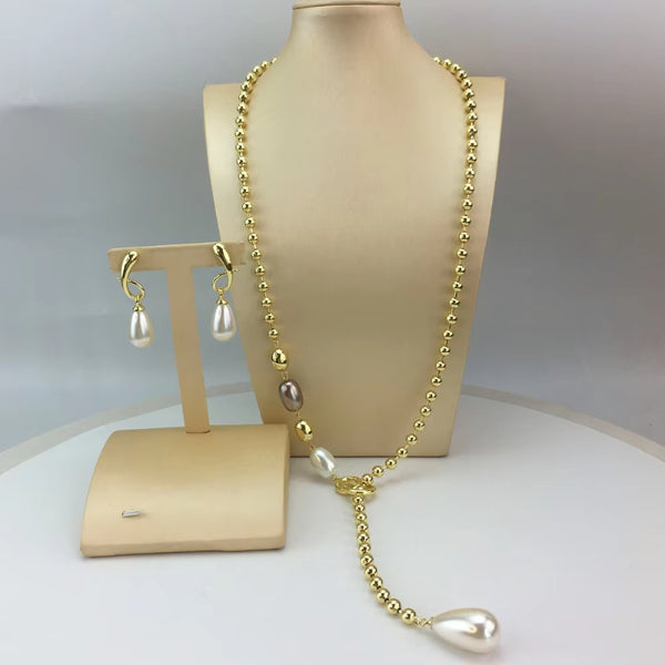 Joyería fina de Dubái con cadena larga y pendientes para mujer