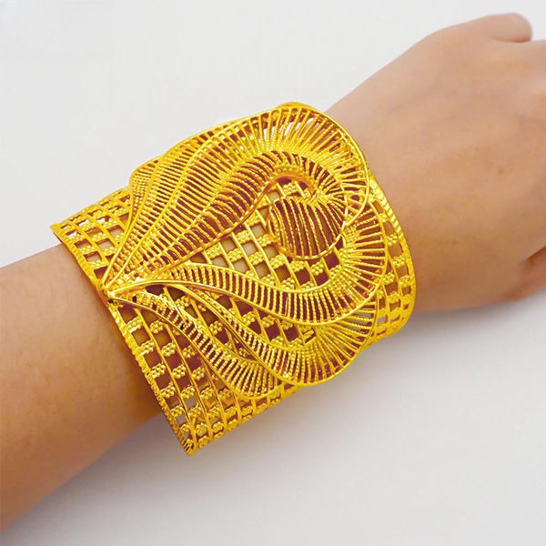 Brazaletes grandes de oro para mujer, diseño especial, Dubái, Francia