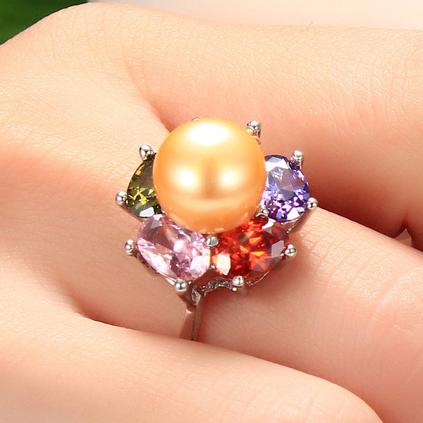 Anillos de perlas 100% naturales de alta calidad para mujer