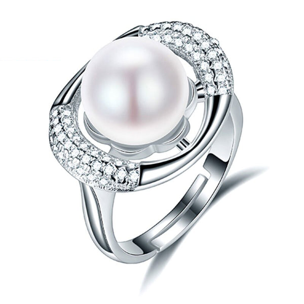 Anillo de perla de agua dulce natural elíptica hueca de 10-11 mm AAAA para regalo de mujer