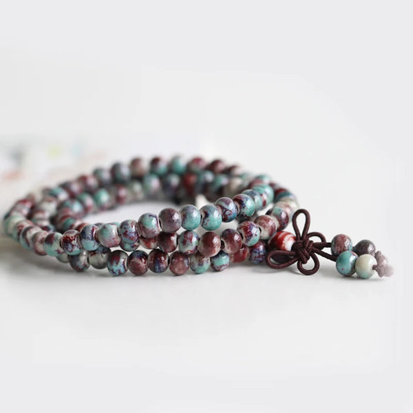Pulsera de cuentas de cerámica tejidas a mano, delicada y de moda, estilo chino original.