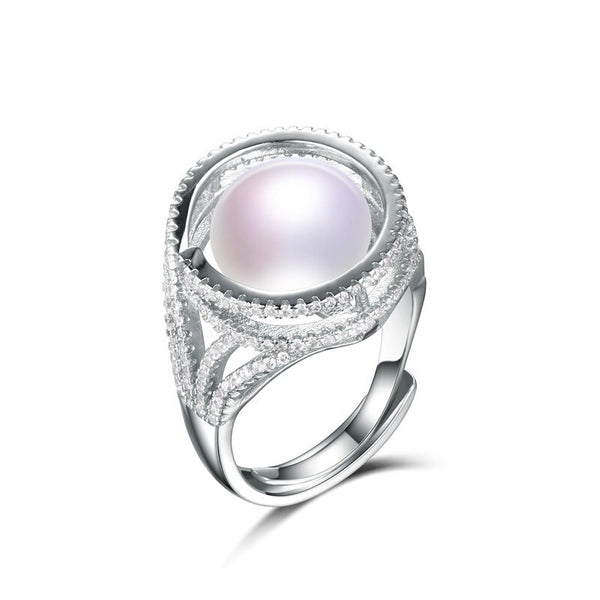 Anillo de perla natural auténtica de 170 circón de 10 mm, anillos de plata de ley 925 para mujer