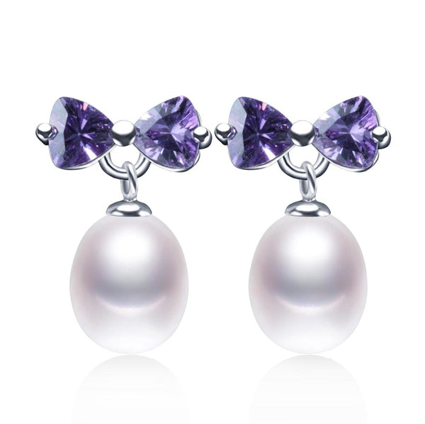 ¡Liquidación! Pendientes colgantes de plata de ley 925 con circonita morada para mujer.