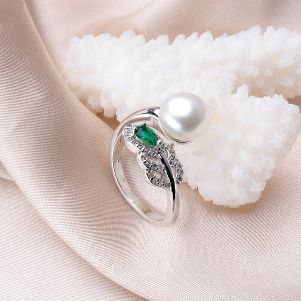 Anillo abierto con forma de pluma de moda para mujer