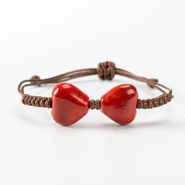 Pulsera de cuentas de cerámica en forma de corazón Boho DIY Pulseras de cerámica Boho DIY