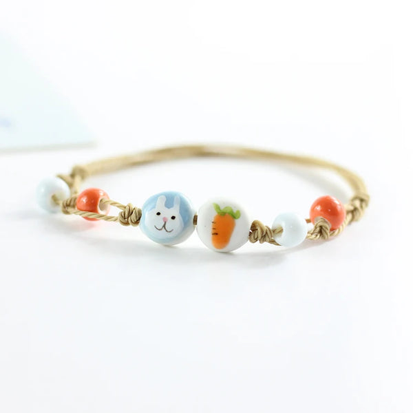 Pulsera de cerámica para mujer, pulseras sencillas para estudiantes, pulseras de joyería de moda con dibujos animados para parejas.