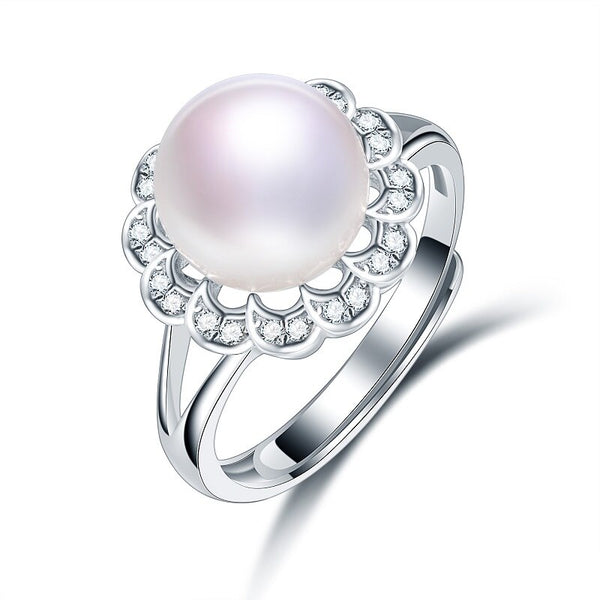 Anillos de plata de ley 925 con diseño de flores para mujer