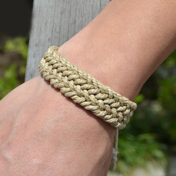 Pulsera colorida de algodón natural y lino joyería original hecha a mano