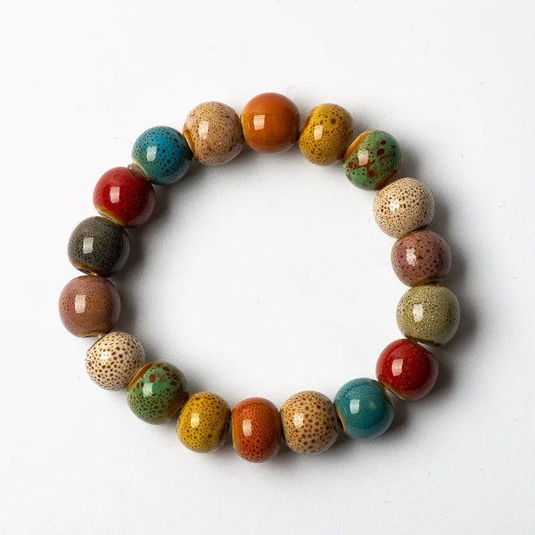 Pulseras de cuentas de cerámica coloridas hechas a mano DIY Artware Pulsera retro