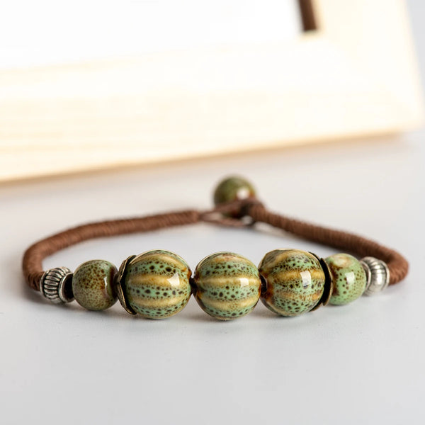Pulseras de cerámica bohemia hechas a mano, joyería de cerámica bohemia para mujer.