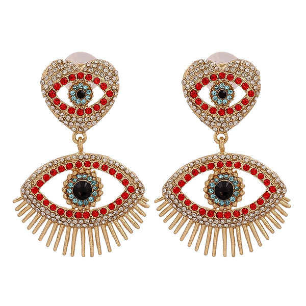 Nuevos pendientes colgantes con forma de ojo malvado de cristal de colores