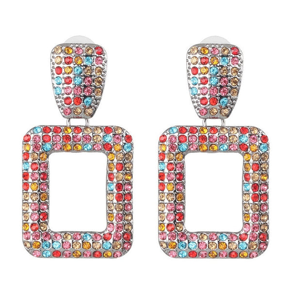 Pendientes de gota de cristal de moda para mujer, pendientes geométricos con diamantes de imitación