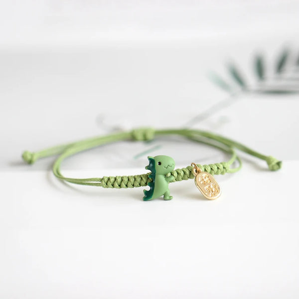 Pulsera tejida a mano con diseño de dinosaurio y sandía de aleación con aceite goteante