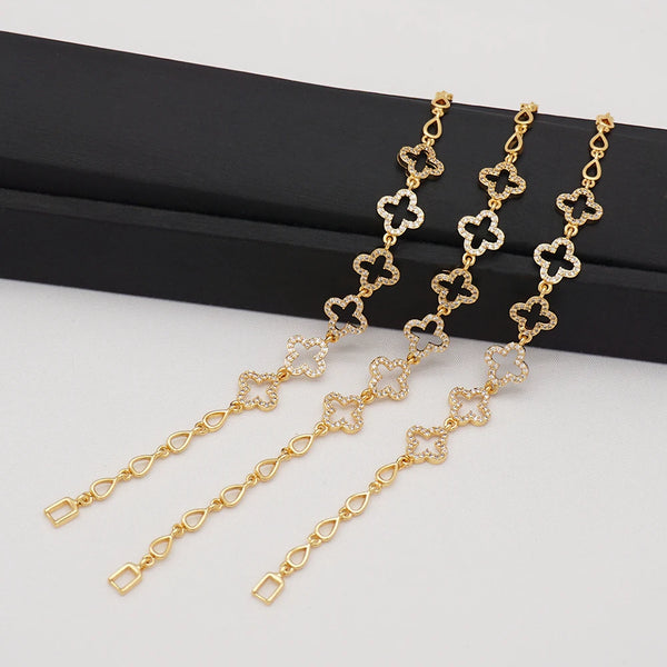 Nuevas pulseras de moda con dijes de flores de cristal de color dorado para mujer.