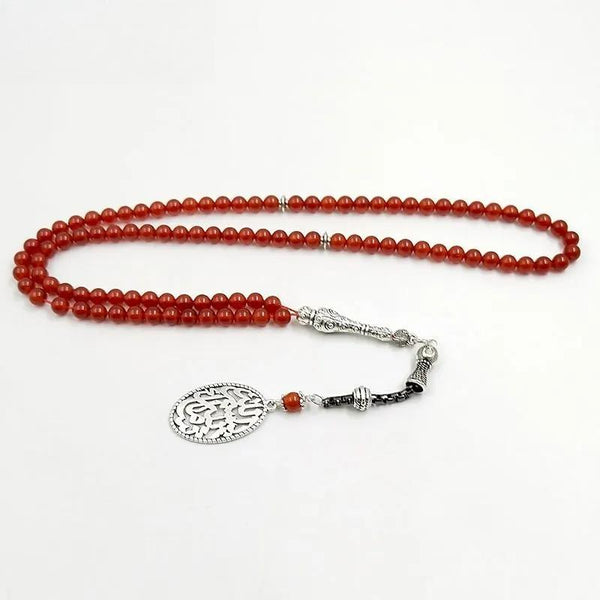 Tasbih Natural Red  Agate Stone 99 beads 6mm Pocket Prayer Beads Muslim Bracelet