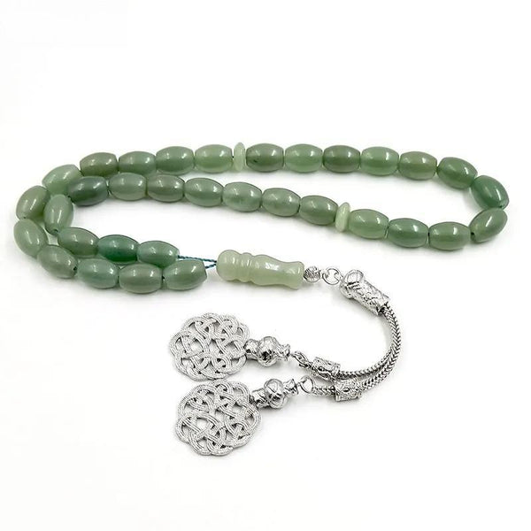 Tasbih Muslim Bracelet Misbaha Natural Green Jade Stone  Islamic Gift