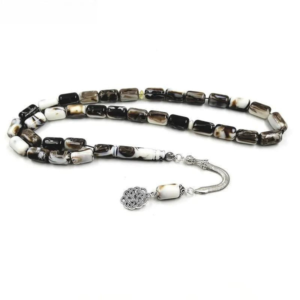 Tasbih Men's Islamic Rosary Beads 33 45 66 99 Beads Black White Mastak Muslim Prayer Beads