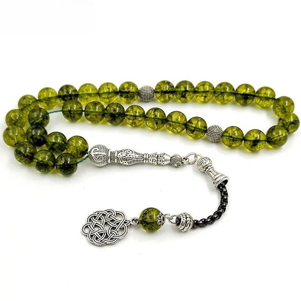 Peridot Crystal Olive Quartz Tasbih gift for Eid rosary Muslim Bracelets islam prayer beads