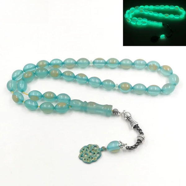 New ResinTasbih Green Luminous Mistak Muslim Rosary Bead bracelet
