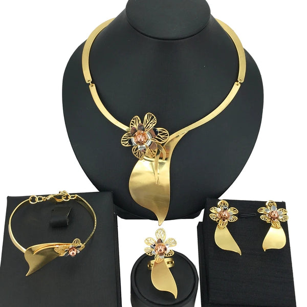 Conjuntos de joyas brasileñas chapadas en oro para mujer para bodas