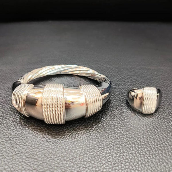 Conjunto de 2 pulseras y anillos de Dubái para mujer, joyería para fiestas y bodas