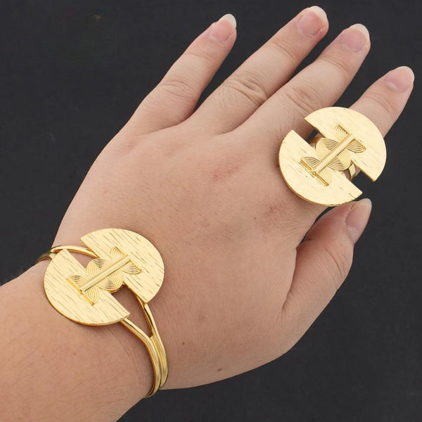 Anillo pulsera chapado en oro de lujo italiano para mujer