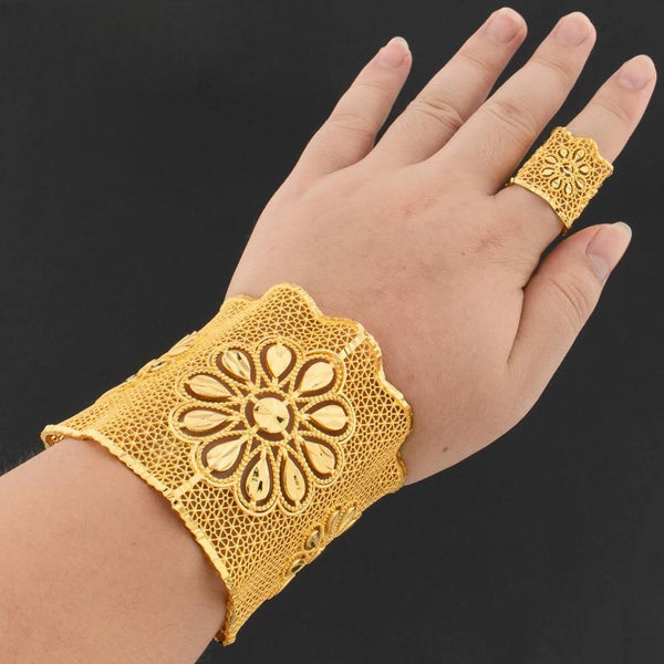 Brazalete africano de lujo con anillo para mujer
