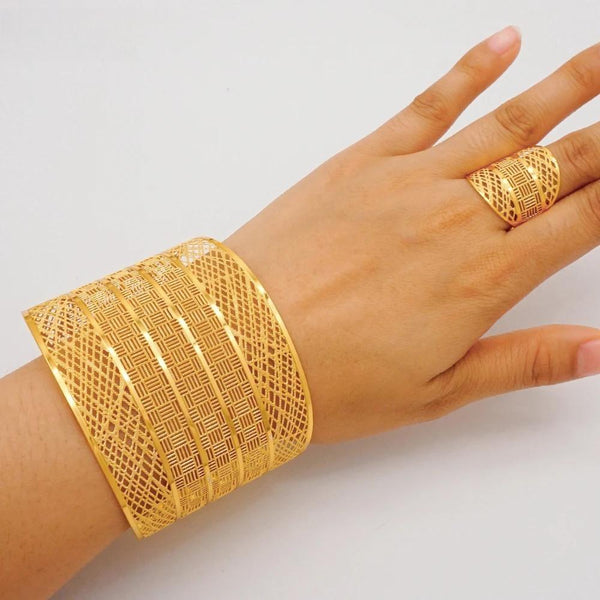 Anillo de brazalete dorado de Etiopía India para mujer
