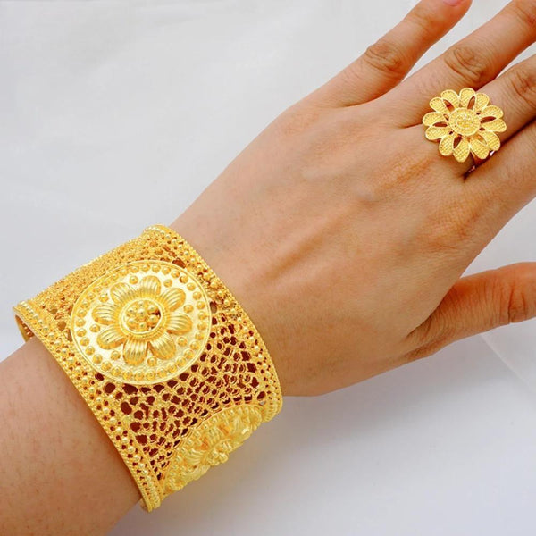 Brazalete de lujo de Dubái con anillo para mujer