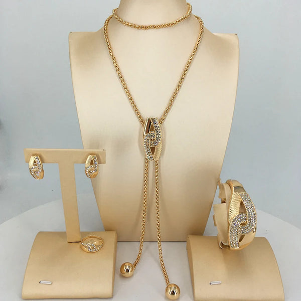 Nuevos conjuntos de joyas de moda africana con cadena larga para mujer