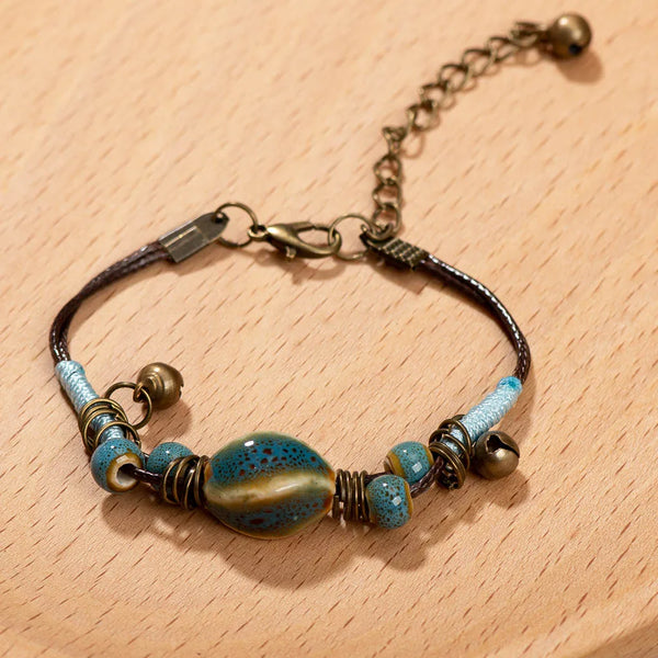 Pulsera antigua de cuentas de cerámica hecha a mano