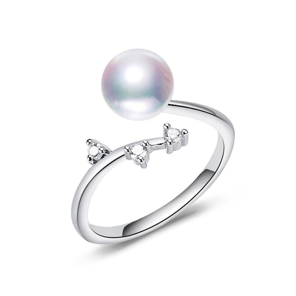 Nuevo anillo de perla 100% real, anillo de apertura para el dedo con perla natural