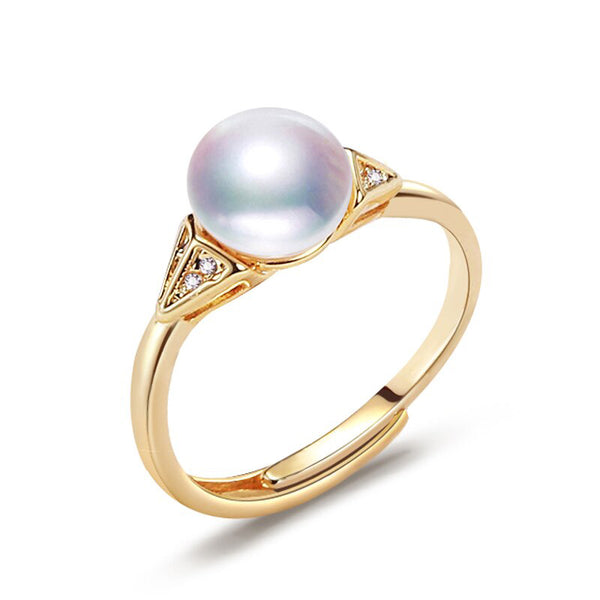 Anillo de perla 100% natural real, anillo de moda simple