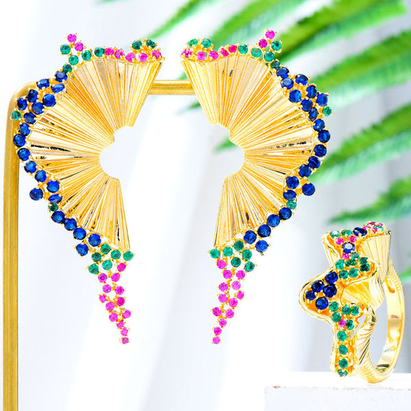 New Trendy Luxury 2PC Necklace Earring Sets Jewelry Set For Women