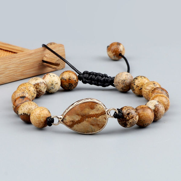 Pulseras de cuentas redondas de ágata ojo de tigre de color dorado marrón de piedra natural de 8 mm
