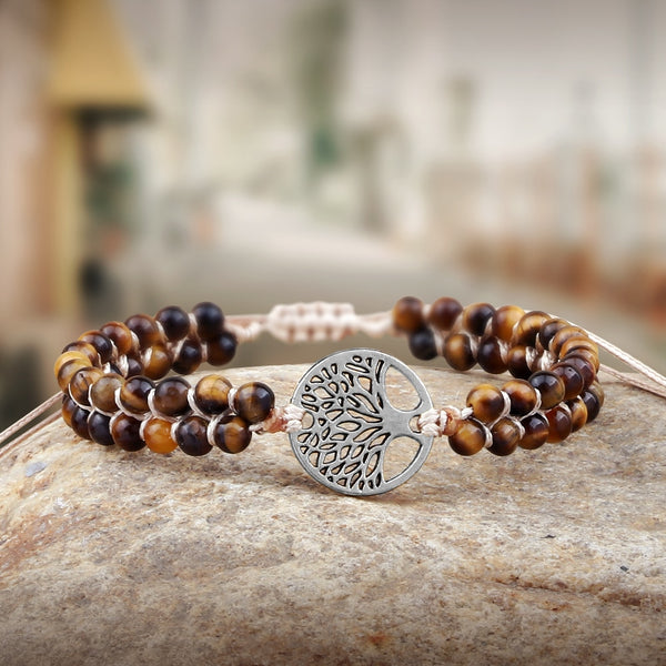 Pulseras de cuentas de piedra de ojo de tigre natural de 4 mm