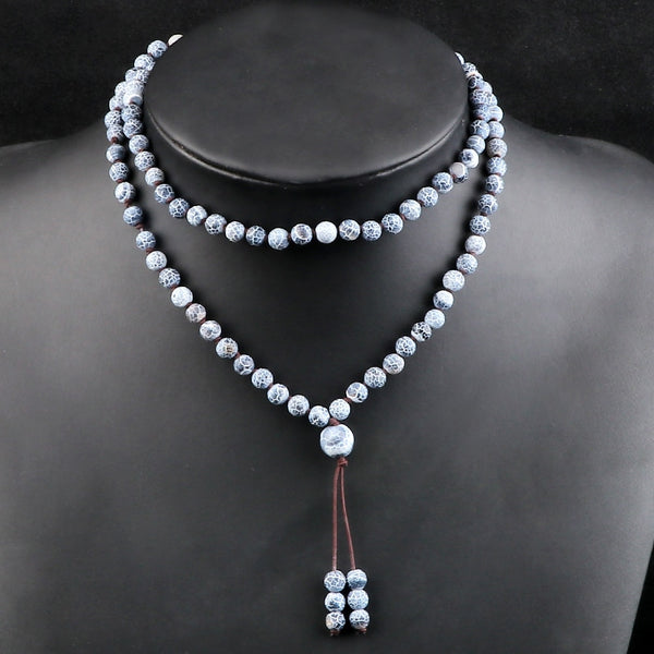 Pulseras y collares de cuerda elástica con cuentas de piedra natural desgastada