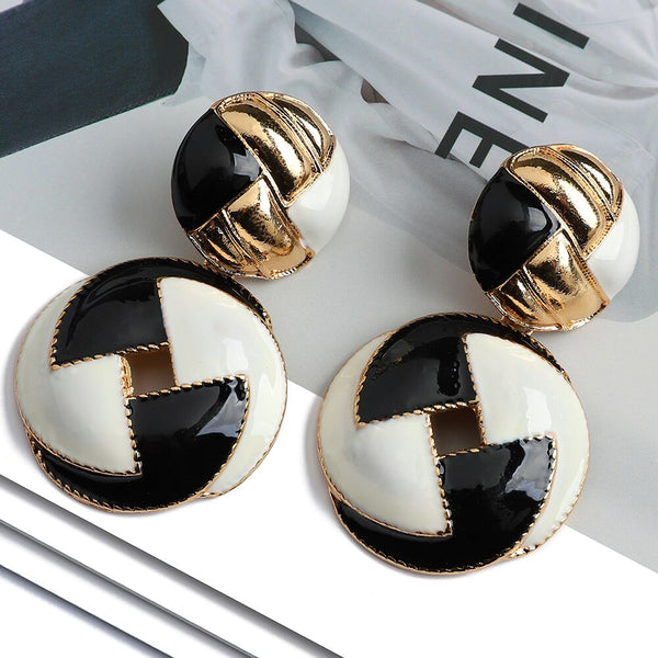 Pendientes colgantes dobles redondos Za de moda, accesorios de lujo de alta calidad para las orejas de mujer.