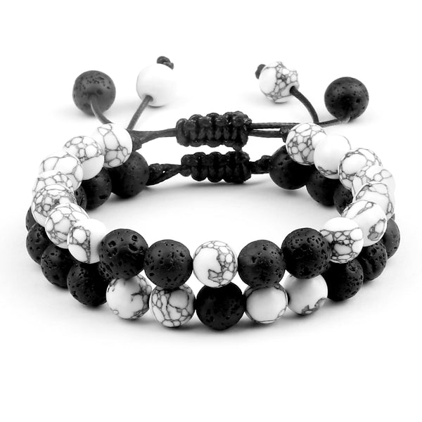 Pulsera de cuentas de piedra de ojo de tigre multicolor con lava natural, ajustable, trenzada, para hombres y mujeres