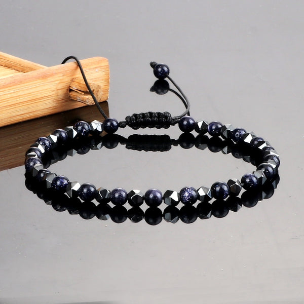 Pulseras de cuentas de hematita irregular de 4 mm para hombre, pulseras de cuentas de piedra de lava de ojo de tigre natural