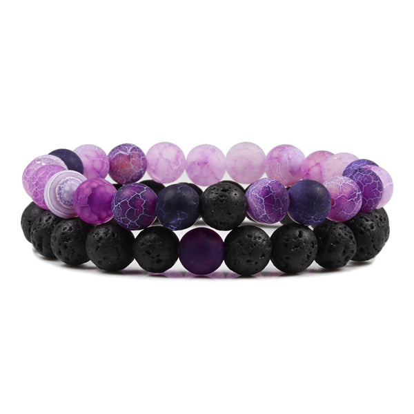 Pulsera trenzada con cuentas de piedra natural negra mate para hombre