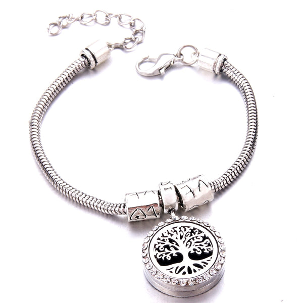 Pulsera brazalete con medallón de circonitas del árbol de la vida