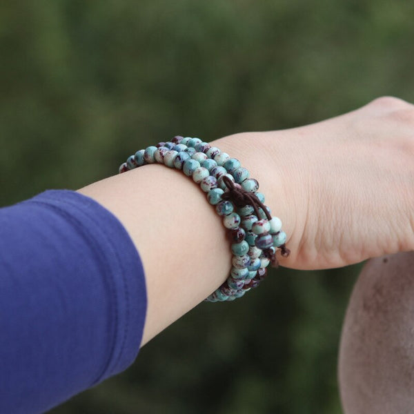 Pulsera de cuentas de cerámica Pulsera de chakras Reiki