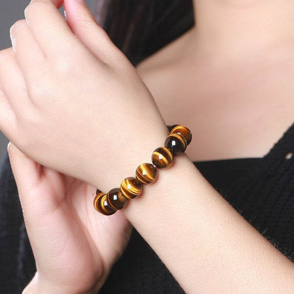 Pulseras de ojo de tigre de piedra natural 5A