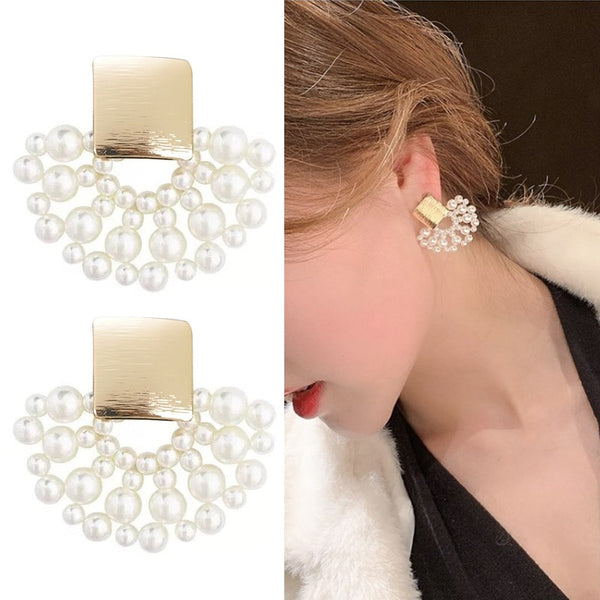 Pendientes de perla simulada para mujer, aretes geométricos bohemios