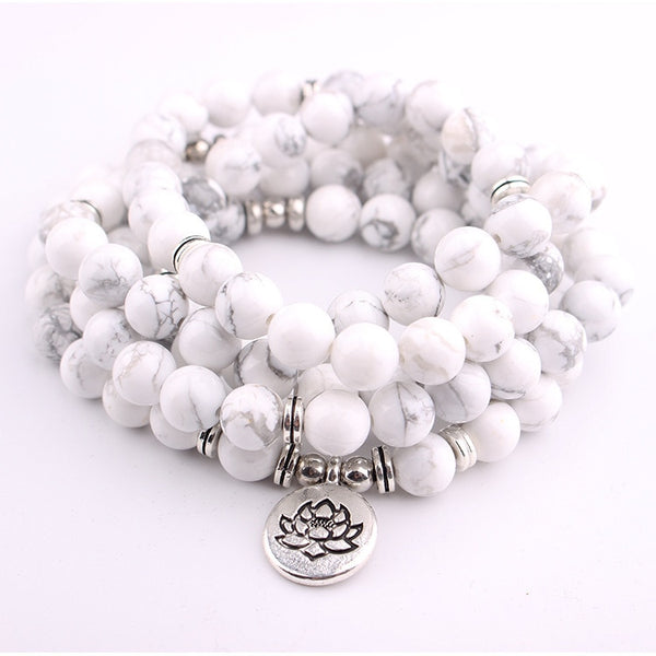 Pulsera Mala 108 de pino blanco de 8 mm