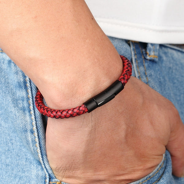 Nueva pulsera de cuero de estilo clásico para hombre