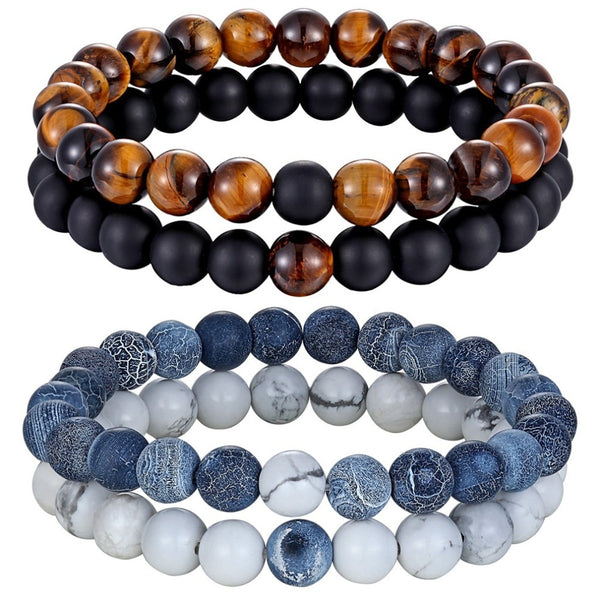 Pulsera de cuentas de yoga de piedra natural para hombre