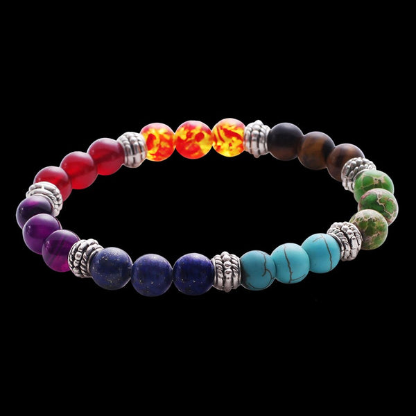 Pulsera Mala de oración con piedras mixtas de 7 chakras
