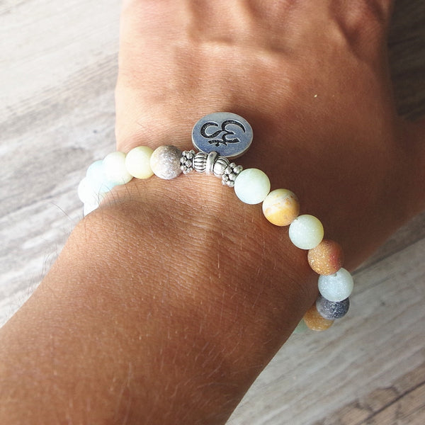 Pulsera de hilo de piedra amazonita mate